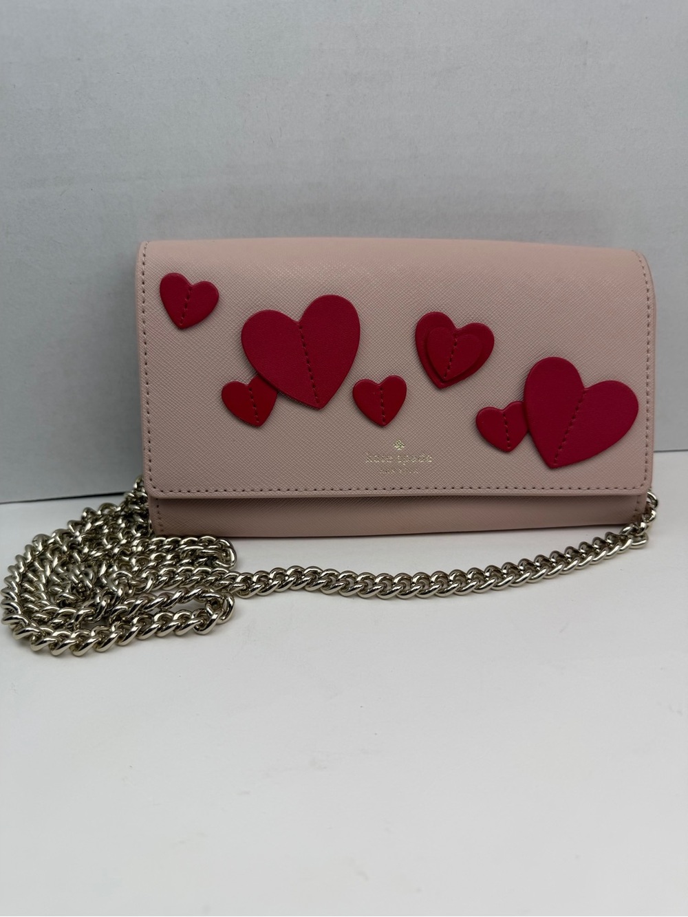 Kate Spade Heart It Franny Crossbody Front Snap Wallet Bag Chain Pink
